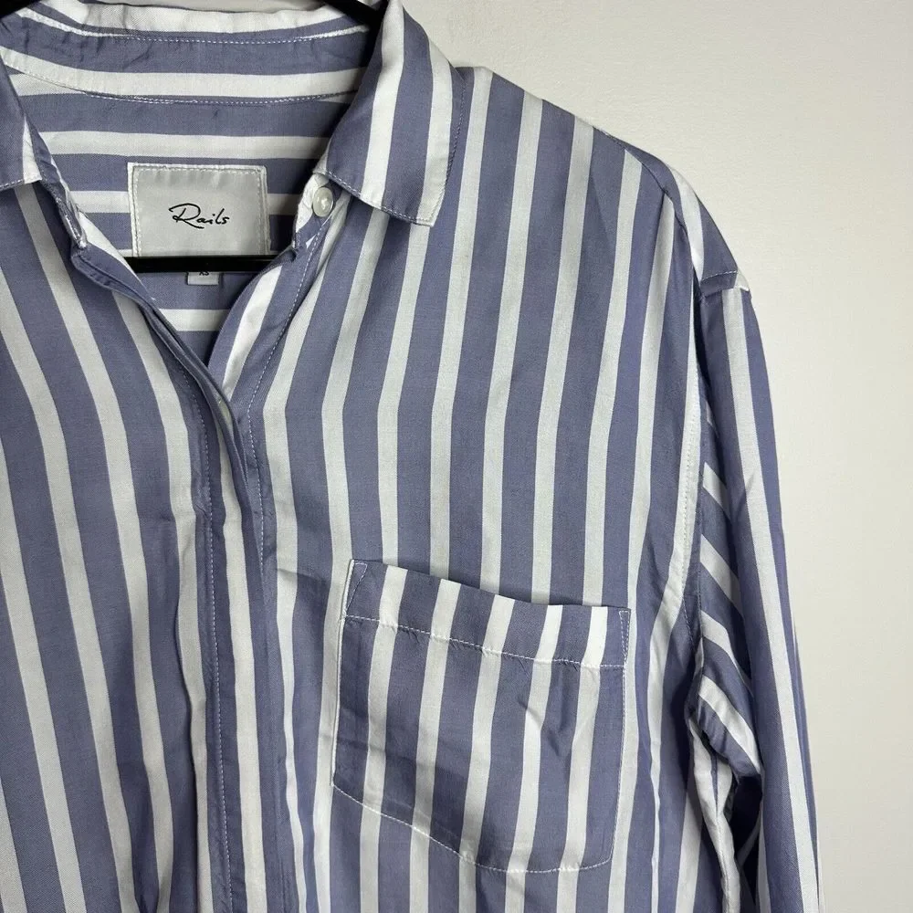 Rails Ames Turin Stripe Dress Collared Oversized Button Long Sleeve‎ Womens XS
